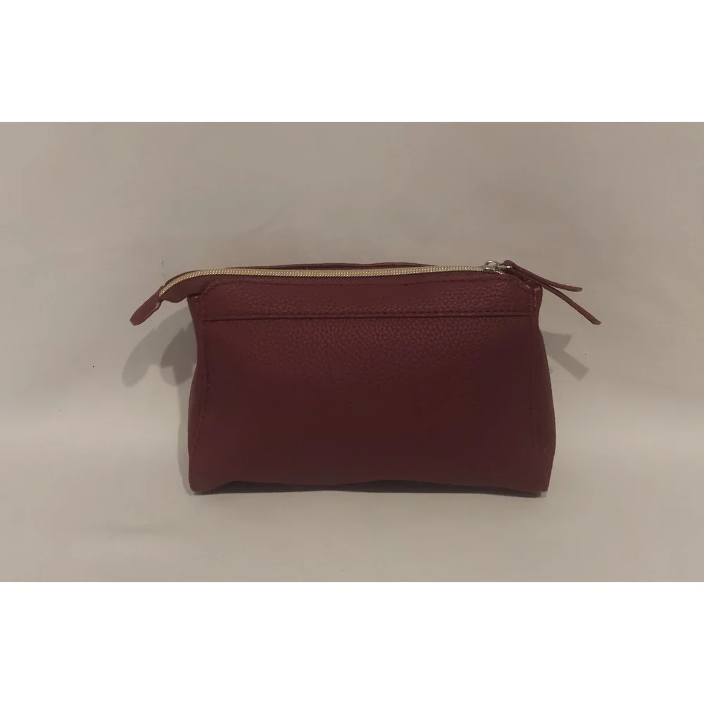 Coccinelle Womens Burgundy Luxury Business Class Travel Amenity Cosmetic Bag Kit